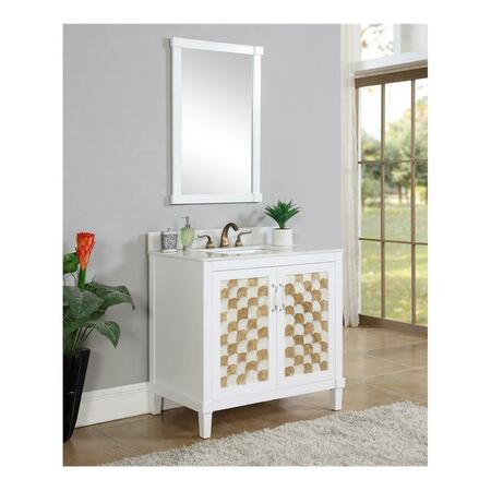 INFURNITURE 60 In. Seashell Panel Double Sink Bathroom Vanity WB3660